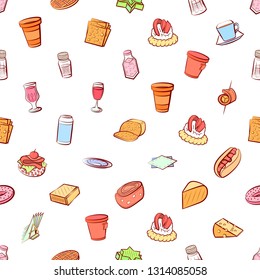 Food images. Background for printing, design, web. Seamless. Colored.