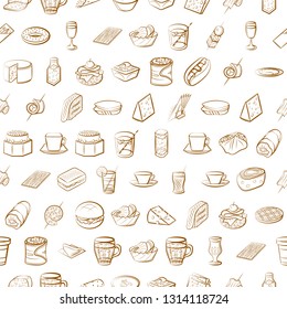 Food images. Background for printing, design, web. Seamless. Binary color.