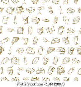 Food images. Background for printing, design, web. Seamless. Binary color.