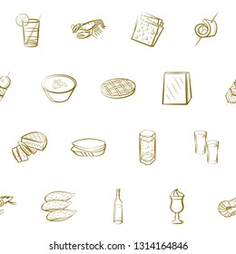 Food images. Background for printing, design, web. Seamless. Binary color.
