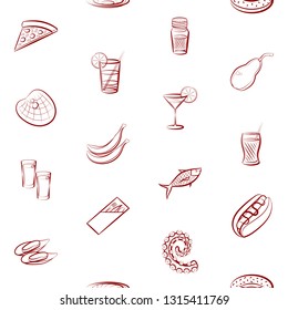Food images. Background for printing, design, web. Seamless. Binary color.