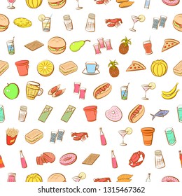 Food images. Background for printing, design, web. Seamless. Colored.
