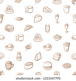 Food images. Background for printing, design, web. Seamless. Binary color.