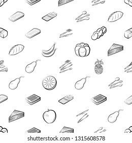 Food images. Background for printing, design, web. Seamless. Monochrome binary, black and white.