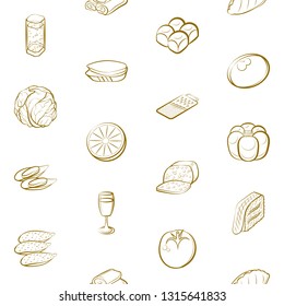 Food images. Background for printing, design, web. Seamless. Binary color.