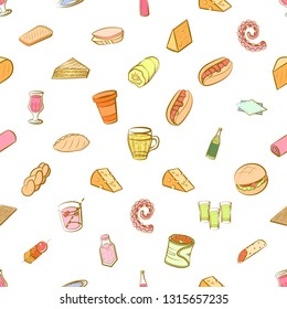 Food images. Background for printing, design, web. Seamless. Colored.