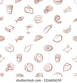 Food images. Background for printing, design, web. Seamless. Binary color.