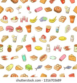 Food images. Background for printing, design, web. Seamless. Colored.