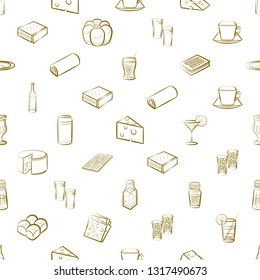Food images. Background for printing, design, web. Seamless. Binary color.