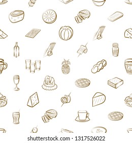 Food images. Background for printing, design, web. Seamless. Binary color.