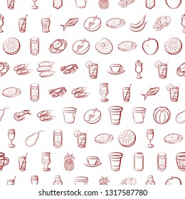 Food images. Background for printing, design, web. Seamless. Binary color.