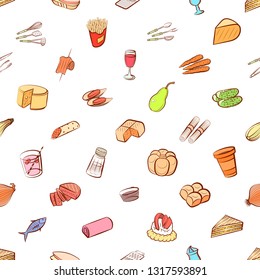 Food images. Background for printing, design, web. Seamless. Colored.