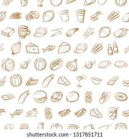 Food images. Background for printing, design, web. Seamless. Binary color.