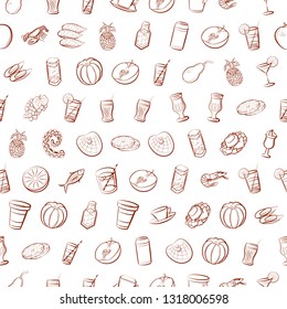 Food images. Background for printing, design, web. Seamless. Binary color.