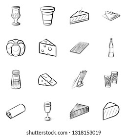 Food images. Background for printing, design, web. Monochrome binary, black and white.