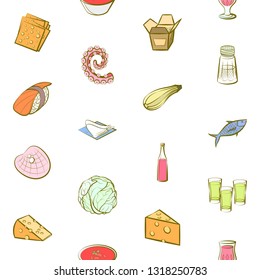 Food images. Background for printing, design, web. Seamless. Colored.