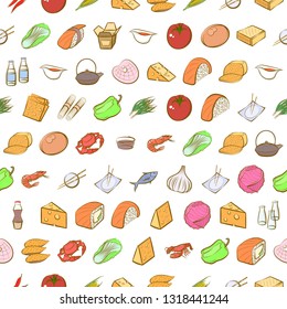 Food images. Background for printing, design, web. Seamless. Colored.