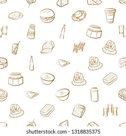 Food images. Background for printing, design, web. Seamless. Binary color.