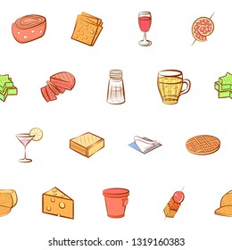Food images. Background for printing, design, web. Seamless. Colored.