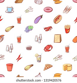 Food images. Background for printing, design, web. Seamless. Colored.