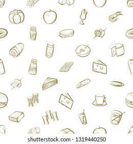 Food images. Background for printing, design, web. Seamless. Binary color.