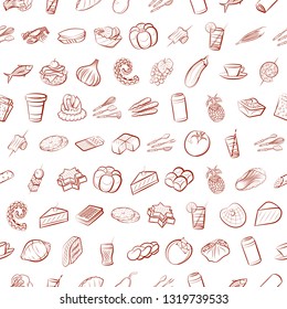 Food images. Background for printing, design, web. Seamless. Binary color.