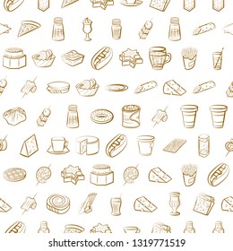 Food images. Background for printing, design, web. Seamless. Binary color.