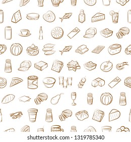 Food images. Background for printing, design, web. Seamless. Binary color.