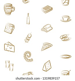 Food images. Background for printing, design, web. Seamless. Binary color.