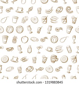 Food images. Background for printing, design, web. Seamless. Binary color.