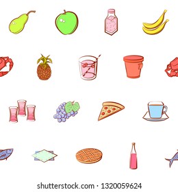 Food images. Background for printing, design, web. Seamless. Colored.