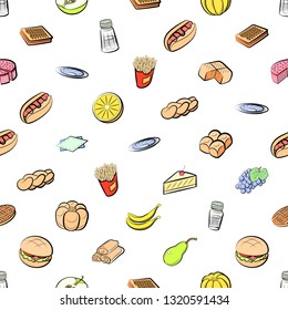 Food images. Background for printing, design, web. Seamless. Colored.