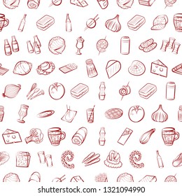 Food images. Background for printing, design, web. Seamless. Binary color.