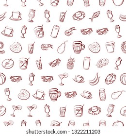 Food images. Background for printing, design, web. Seamless. Binary color.