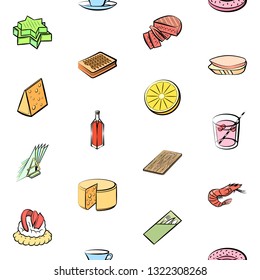 Food images. Background for printing, design, web. Seamless. Colored.