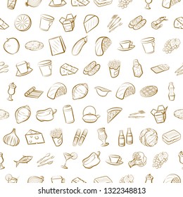 Food images. Background for printing, design, web. Seamless. Binary color.