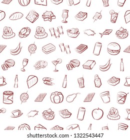 Food images. Background for printing, design, web. Seamless. Binary color.