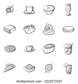 Food images. Background for printing, design, web. Monochrome binary, black and white.