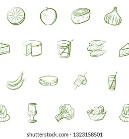 Food images. Background for printing, design, web. Seamless. Binary color.