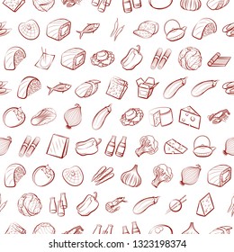Food images. Background for printing, design, web. Seamless. Binary color.