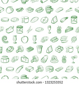 Food images. Background for printing, design, web. Seamless. Binary color.