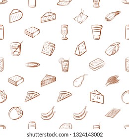 Food images. Background for printing, design, web. Seamless. Binary color.