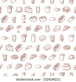 Food images. Background for printing, design, web. Seamless. Binary color.