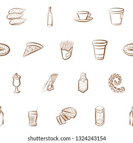 Food images. Background for printing, design, web. Seamless. Binary color.