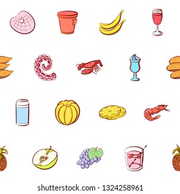 Food images. Background for printing, design, web. Seamless. Colored.