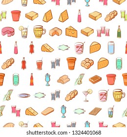 Food images. Background for printing, design, web. Seamless. Colored.