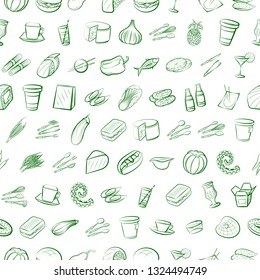 Food images. Background for printing, design, web. Seamless. Binary color.