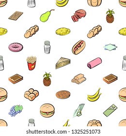 Food images. Background for printing, design, web. Seamless. Colored.