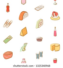 Food images. Background for printing, design, web. Seamless. Colored.