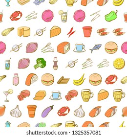 Food images. Background for printing, design, web. Seamless. Colored.